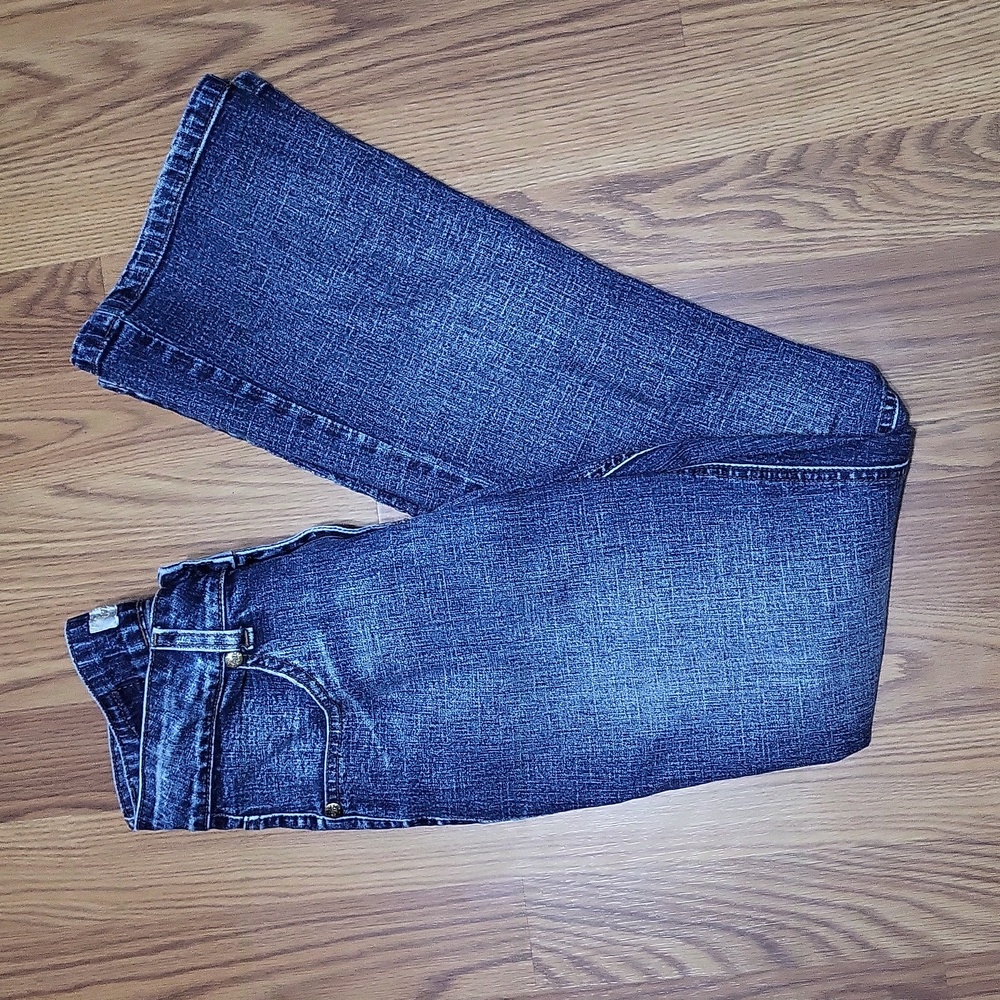 Womens 27 Pazzo denim blue jeans pants bottoms mid waist flare fit dark wash